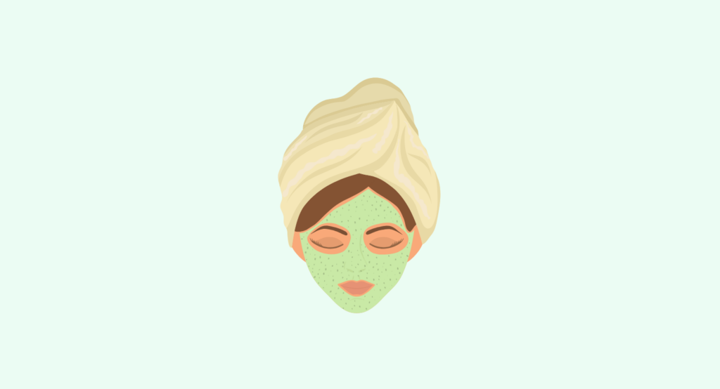 Illustration of a woman wearing a face mask.