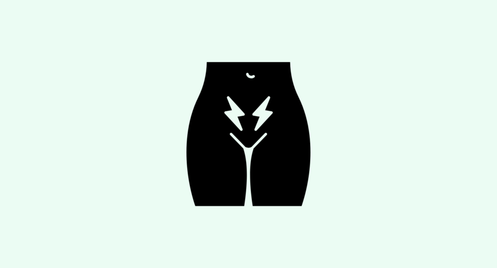 Illustration/silhouette of a woman's lower body. Painful menstrual cramps concept.