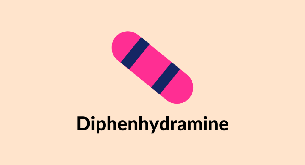 Illustration of diphenhydramine capsule.
