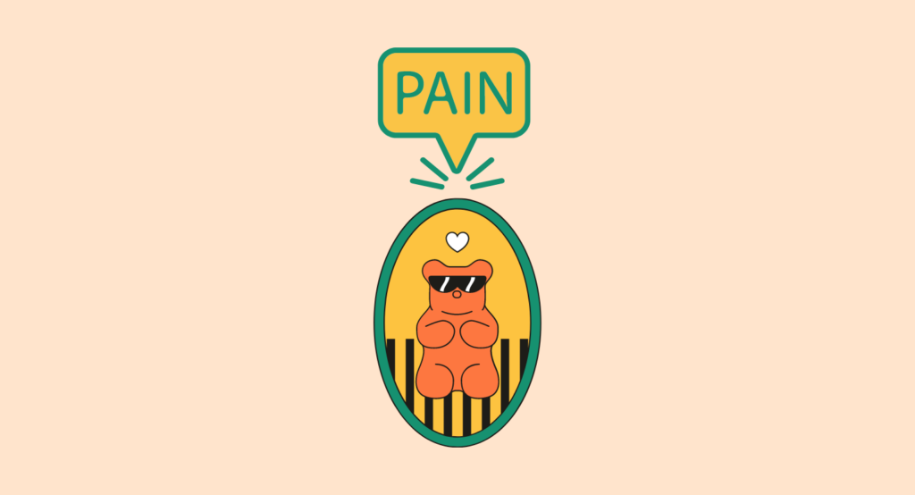 Illustration of a gummy bear. Best CBD gummies for pain relief concept.