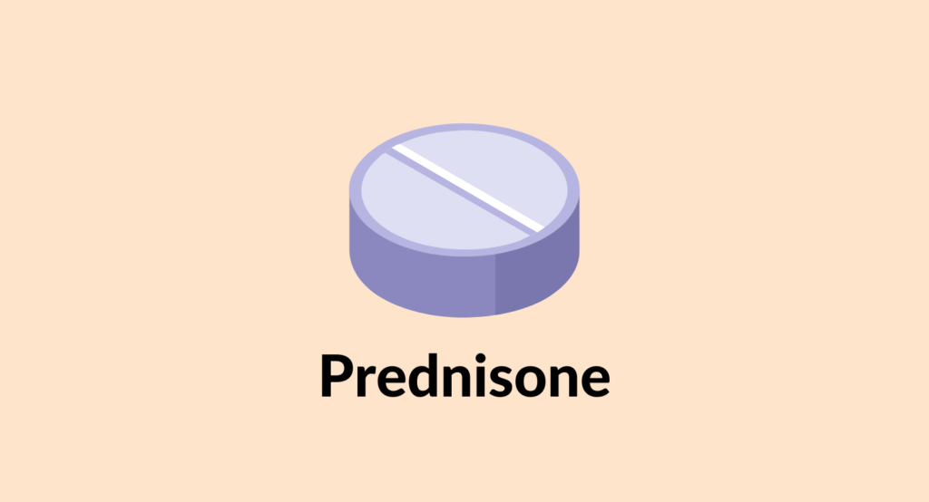 Illustration of a prednisone tablet.