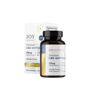 Bottle of Joy Organics CBD softgels