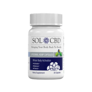Bottle of SOL CBD capsules