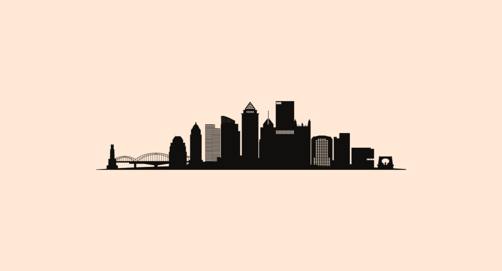 Pittsburgh, USA skyline and landmarks silhouette