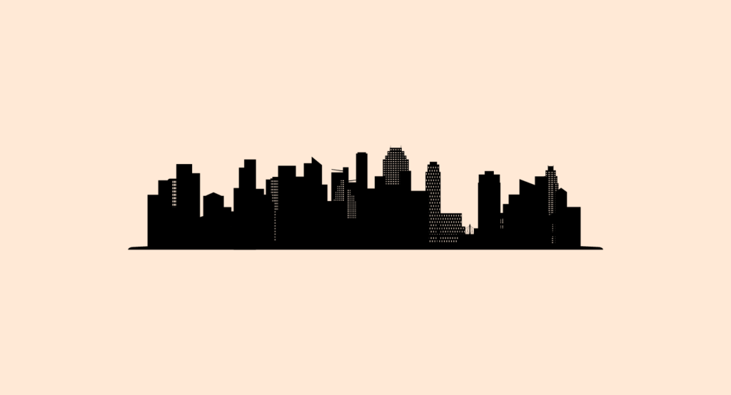 Queens, USA skyline and landmarks silhouette