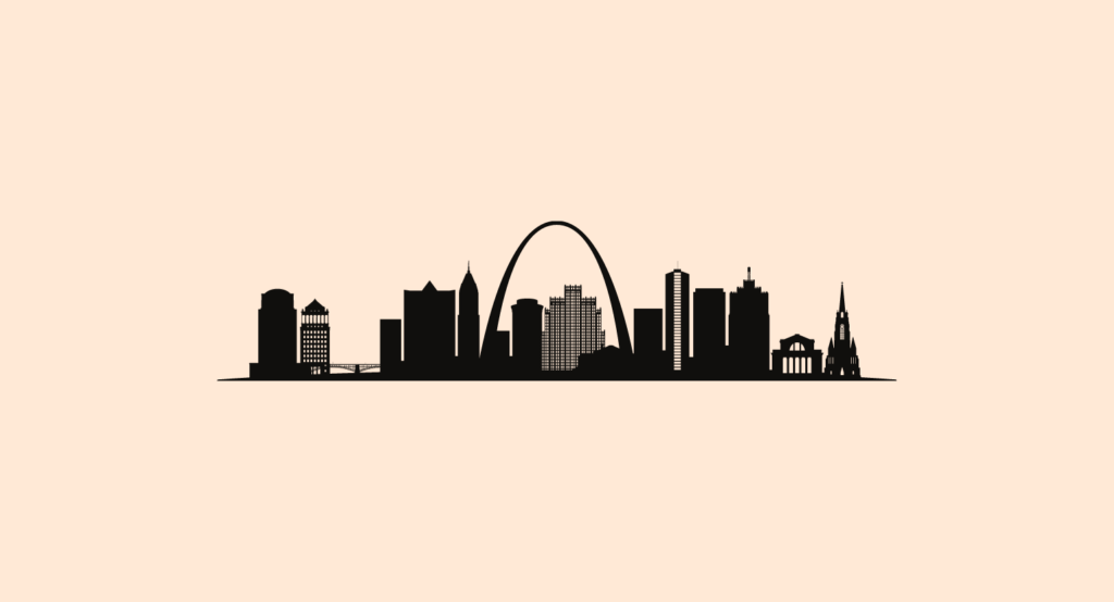 St. Louis USA skyline and landmarks silhouette