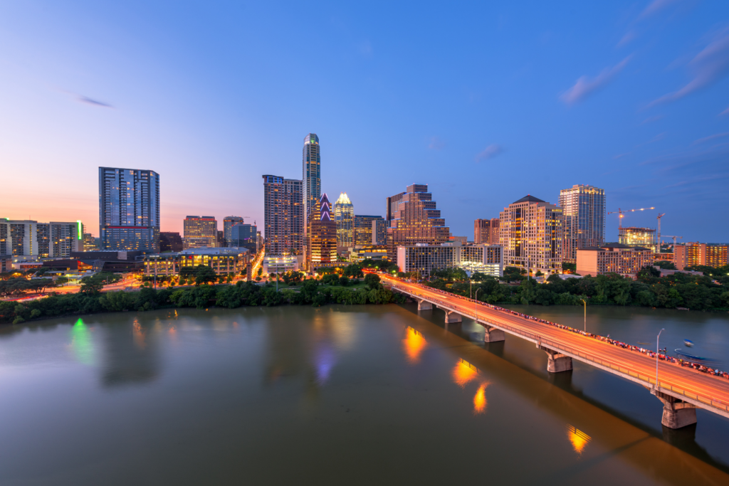 Austin, Texas, USA downtown City Skyline on the Colorado River
