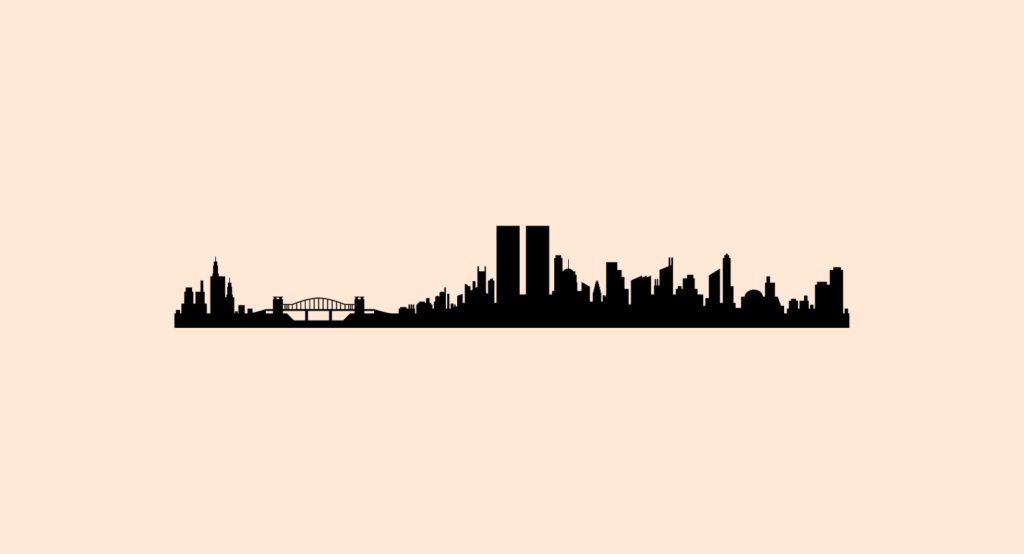 Bronx, USA skyline and landmarks silhouette