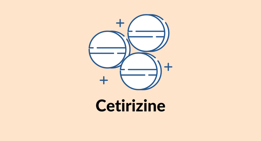 Illustration of cetirizine tablets