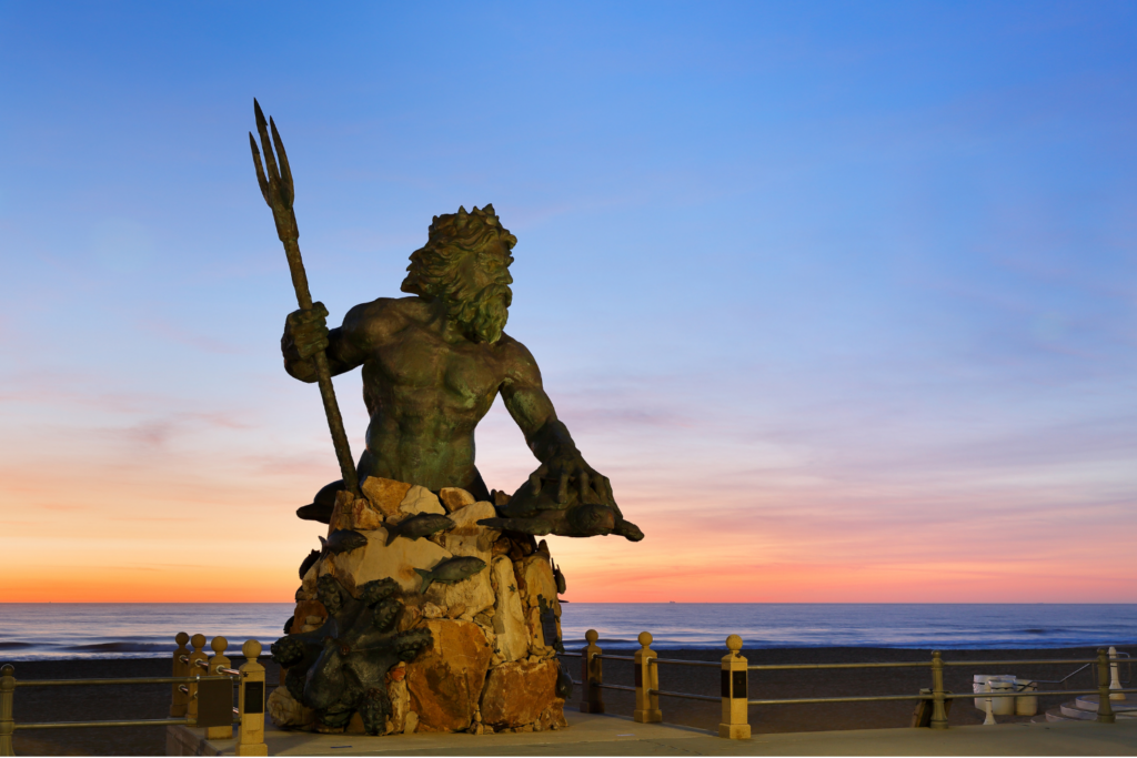 Photo of the King Neptune Statue at Virginia Beach Before Sunrise