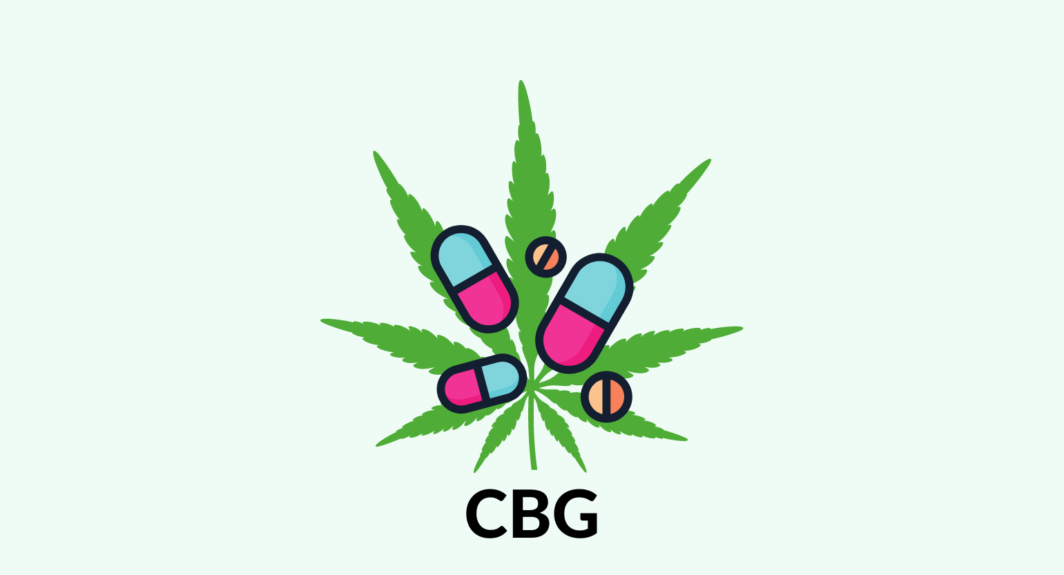 CBG and hemp leaf illustration