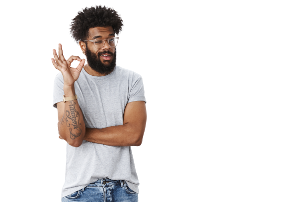Young man making "ok" sign and winking